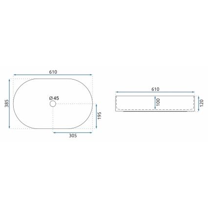 REA-U7341 - Vask til bordplade NADIA 38,5 x 61 cm keramik/cremefarvet