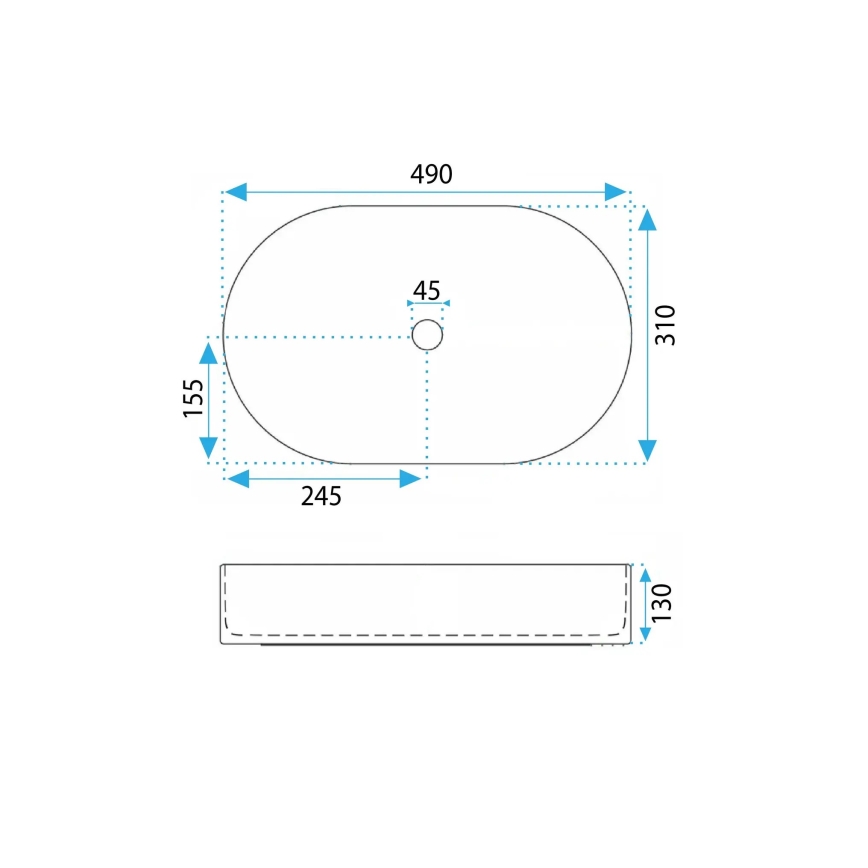 REA-U7342 - Håndvask til bordplade VANDA 31x49 cm keramik/beige/stenlook
