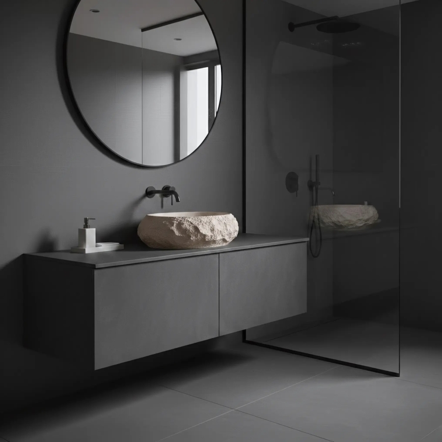 REA-U7347 - Vask til bordplade MIKA 38x50 cm beige/stenimitation