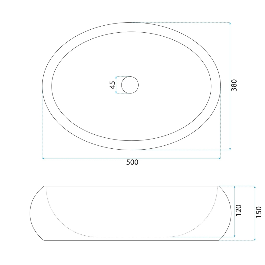 REA-U7347 - Vask til bordplade MIKA 38x50 cm beige/stenimitation