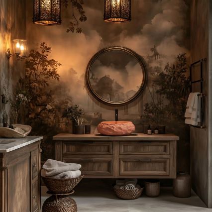 REA-U7349 - Håndvask til bordplade MIKA 38x50 cm orange/stenimitation