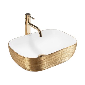 REA-U7422 - Håndvask til bordplade BELINDA 33x46,5 cm keramisk/hvid/guld
