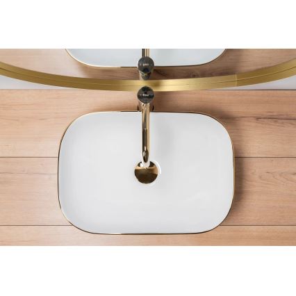 REA-U7422 - Håndvask til bordplade BELINDA 33x46,5 cm keramisk/hvid/guld