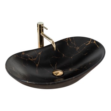 REA-U7478 - Vask til bordplade ROYAL 36x62 cm keramisk/sort/marmor-dekor