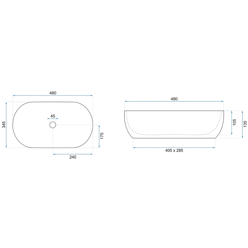 REA-U8001 - Vask til bordplade AMELIA 34,5x48 cm keramik/marmorlook
