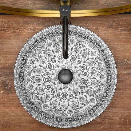 REA-U8002 - Håndvask til bordplade ARTE 40 cm keramik/hvid/sort