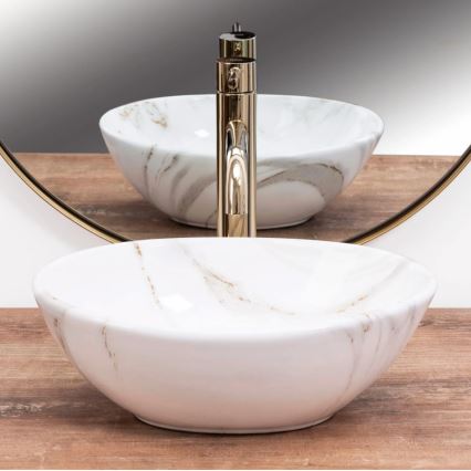 REA-U8014 - Servant til bordplade SOFIA MINI 27x34 cm, keramik med marmordekor