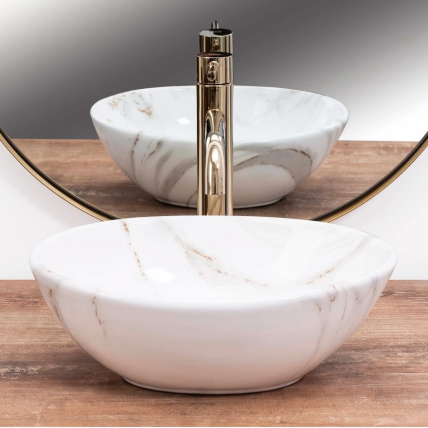 REA-U8014 - Servant til bordplade SOFIA MINI 27x34 cm, keramik med marmordekor