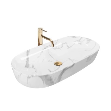 REA-U8403 - Vask til bordplade CLEO 41x81 cm i keramik med marmorlook