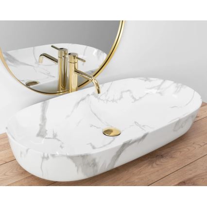 REA-U8403 - Vask til bordplade CLEO 41x81 cm i keramik med marmorlook