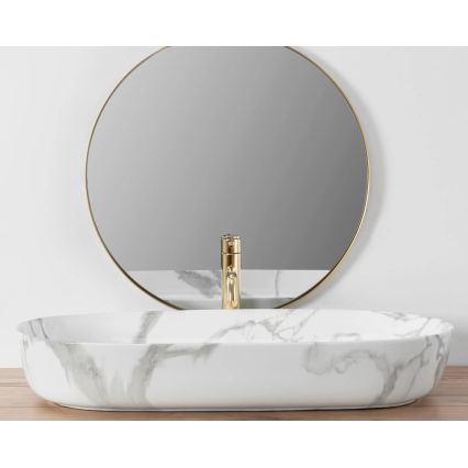 REA-U8403 - Vask til bordplade CLEO 41x81 cm i keramik med marmorlook
