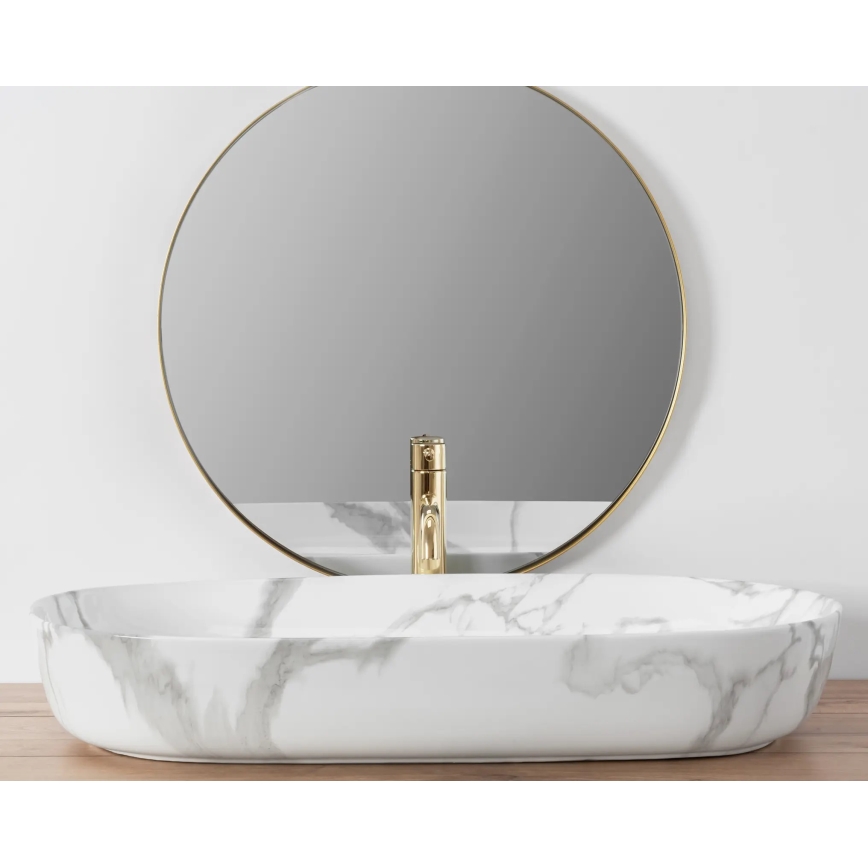 REA-U8403 - Vask til bordplade CLEO 41x81 cm i keramik med marmorlook
