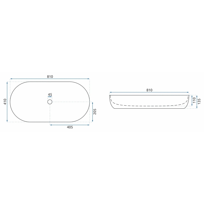 REA-U8403 - Vask til bordplade CLEO 41x81 cm i keramik med marmorlook