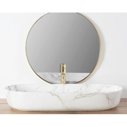 REA-U8404 - Håndvask til bordplade CLEO 41x81 cm keramik/hvid/marmorlook