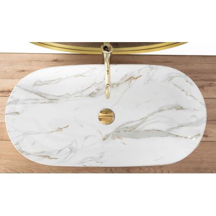 REA-U8404 - Håndvask til bordplade CLEO 41x81 cm keramik/hvid/marmorlook