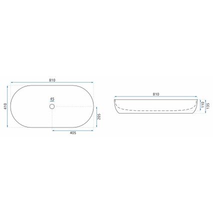 REA-U8404 - Håndvask til bordplade CLEO 41x81 cm keramik/hvid/marmorlook