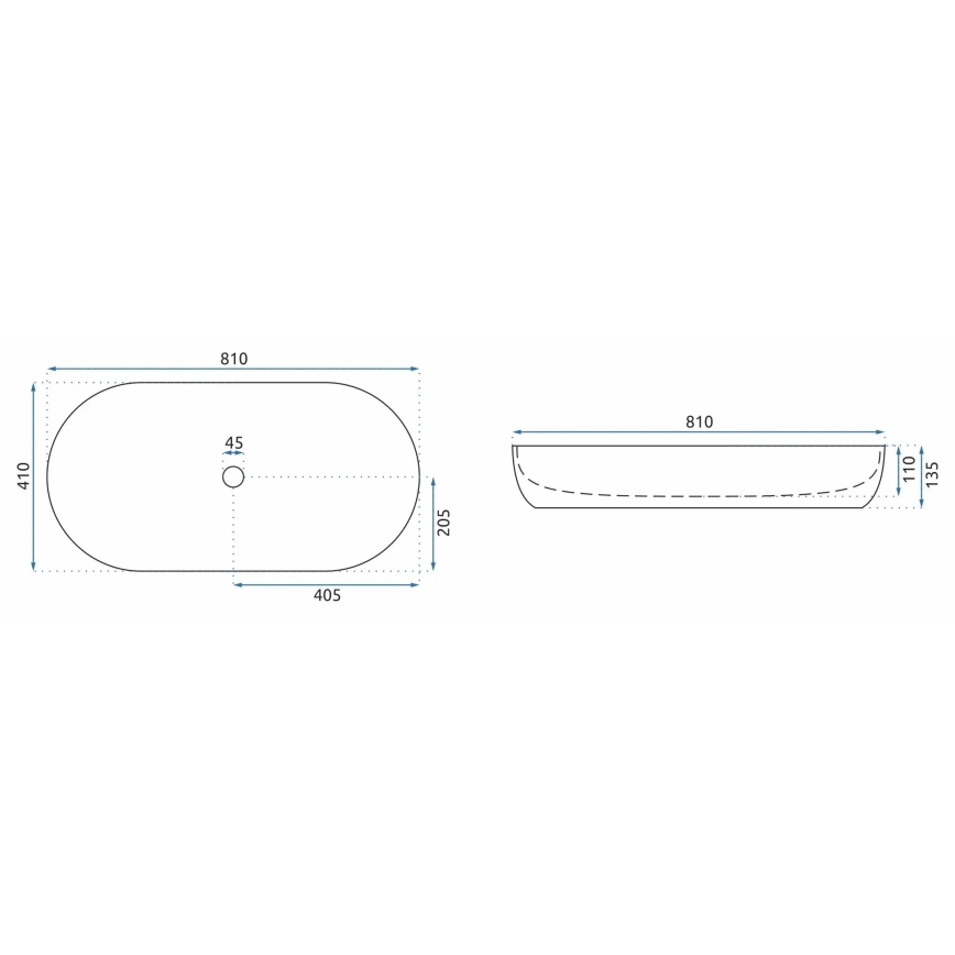 REA-U8404 - Håndvask til bordplade CLEO 41x81 cm keramik/hvid/marmorlook