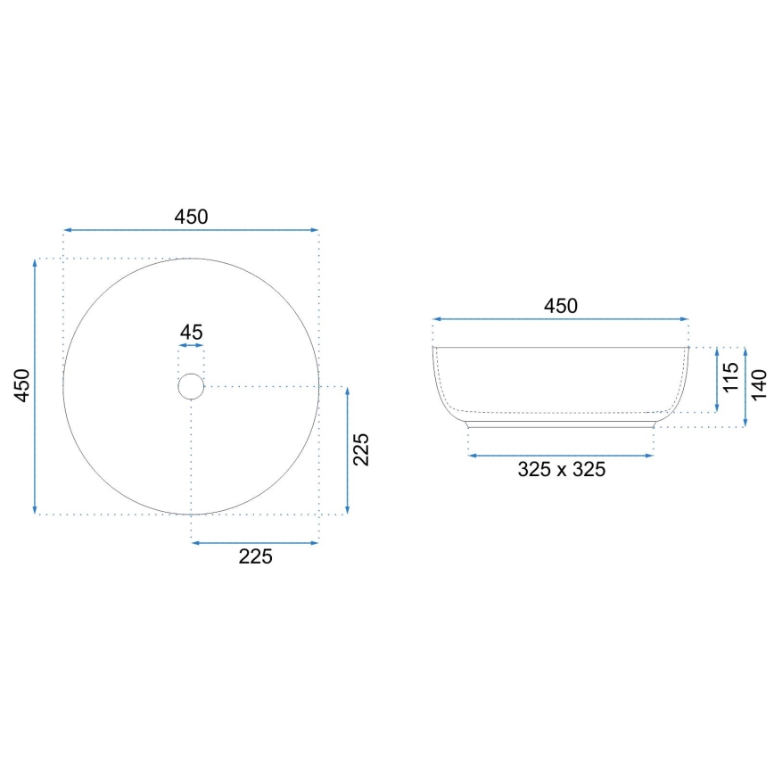 REA-U8493 - Håndvask til bordplade ELMA pr. 45 cm keramik/højglans hvid