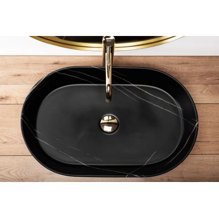 REA-U8565 - Håndvask til bordplade NADIA 38,5x61 cm keramik/mat sort