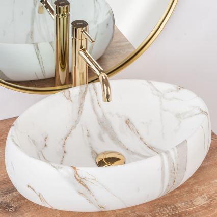 REA-U8568 - Håndvask til bordplade LINDA 34x48,5 cm keramik/marmorlook