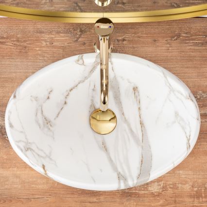 REA-U8568 - Håndvask til bordplade LINDA 34x48,5 cm keramik/marmorlook