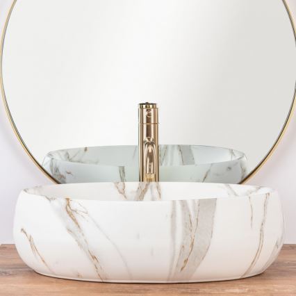 REA-U8568 - Håndvask til bordplade LINDA 34x48,5 cm keramik/marmorlook