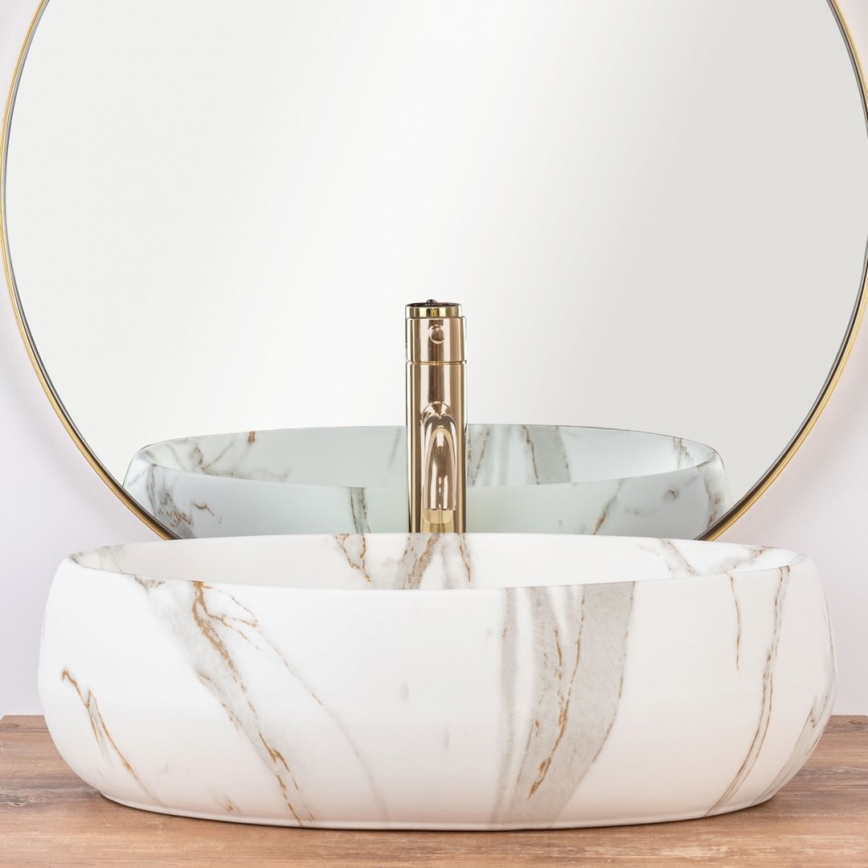 REA-U8568 - Håndvask til bordplade LINDA 34x48,5 cm keramik/marmorlook