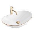 REA-U8570 - Håndvask til bordplade ROYAL 36x62 cm keramik/højglans hvid/guld