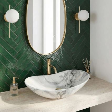REA-U8596 - Håndvask til bordplade ROYAL 36x62,5 cm keramisk/hvid/grå/stenlook