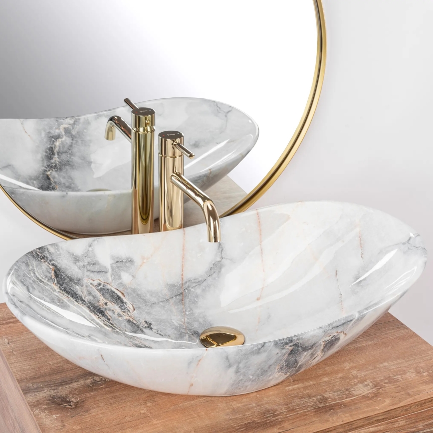 REA-U8596 - Håndvask til bordplade ROYAL 36x62,5 cm keramisk/hvid/grå/stenlook