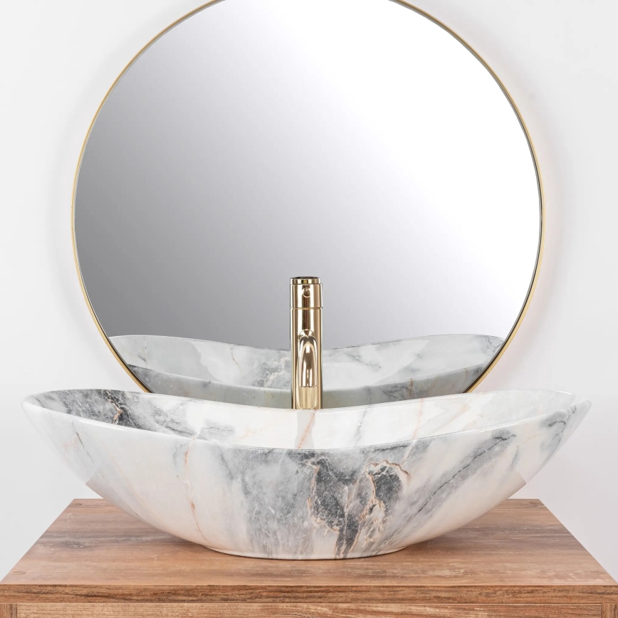 REA-U8596 - Håndvask til bordplade ROYAL 36x62,5 cm keramisk/hvid/grå/stenlook
