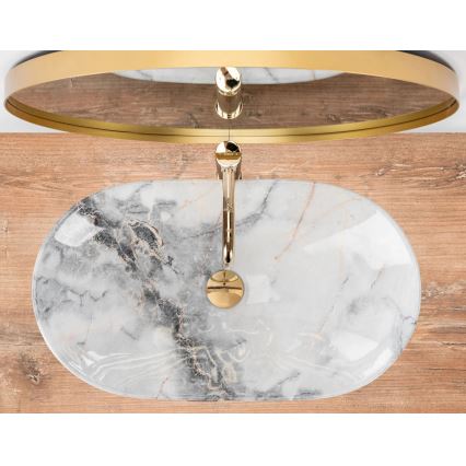 REA-U8596 - Håndvask til bordplade ROYAL 36x62,5 cm keramisk/hvid/grå/stenlook