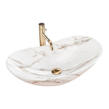 REA-U8597 - Håndvask til bordplade ROYAL 36x62 cm, keramisk med marmorlook