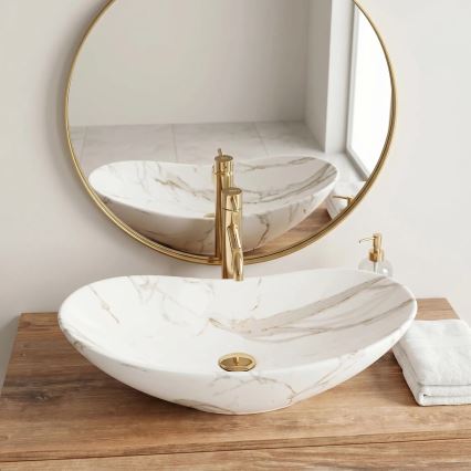 REA-U8598 - Håndvask til bordplade ROYAL 36 x 60,5 cm, keramik med marmorlook