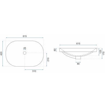 REA-U8700 - Påbygget vask ARLETA 42x61,5 cm keramik/blank hvid