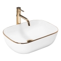 REA-U8736 - Håndvask til bordplade BELINDA 33,5x46,5 cm keramik/hvid/guld