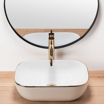 REA-U8736 - Håndvask til bordplade BELINDA 33,5x46,5 cm keramik/hvid/guld