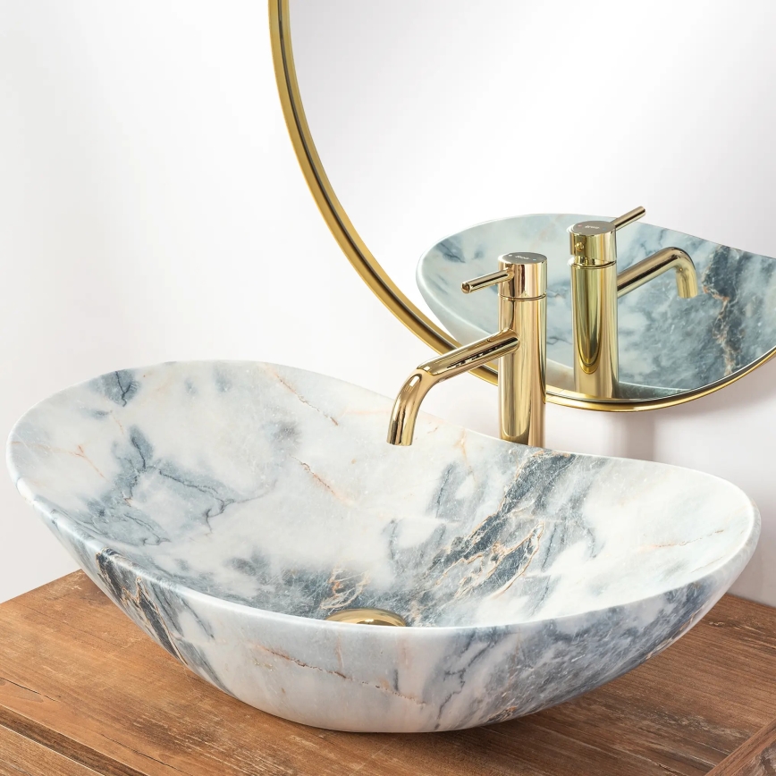 REA-U8742 - Håndvask til bordplade ROYAL 36x60,5 cm keramik/hvid/med steneffekt
