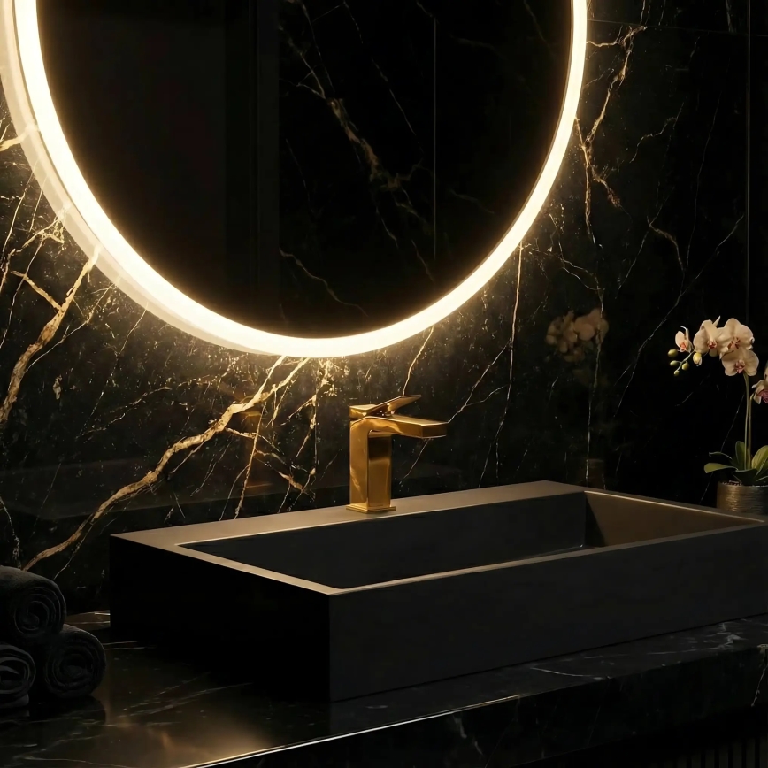 REA-U8779 - Håndvask til bordplade GOYA 37x60 cm konglomerat/mat sort