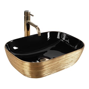 REA-U8780 - Håndvask til bordplade BELINDA 33x46,5 cm keramik/sort/guld