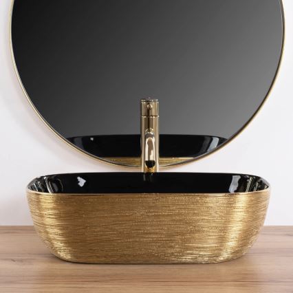 REA-U8780 - Håndvask til bordplade BELINDA 33x46,5 cm keramik/sort/guld