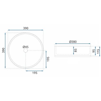 REA-U8880 - Håndvask til bordplade CRISTAL Ø 39 cm glas/røget grå