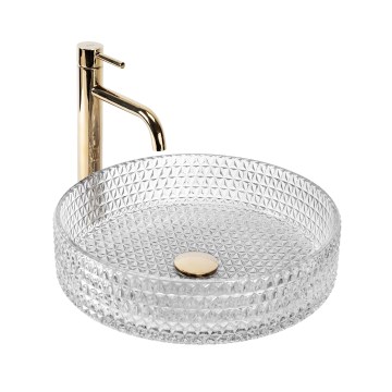 REA-U8881 - Håndvask til bordplade CRISTAL Ø 39 cm glas/klart