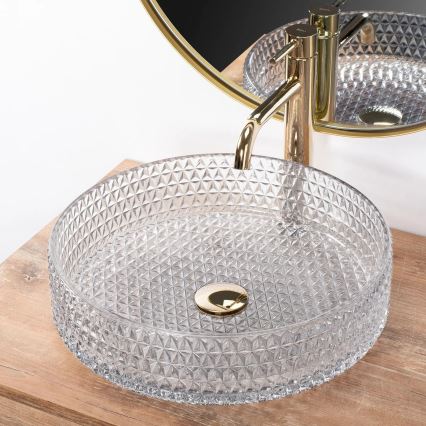 REA-U8881 - Håndvask til bordplade CRISTAL Ø 39 cm glas/klart