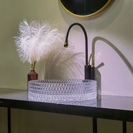 REA-U8881 - Håndvask til bordplade CRISTAL Ø 39 cm glas/klart