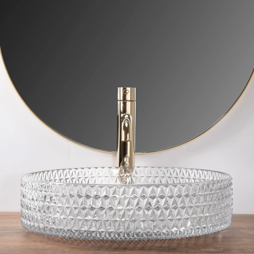 REA-U8881 - Håndvask til bordplade CRISTAL Ø 39 cm glas/klart