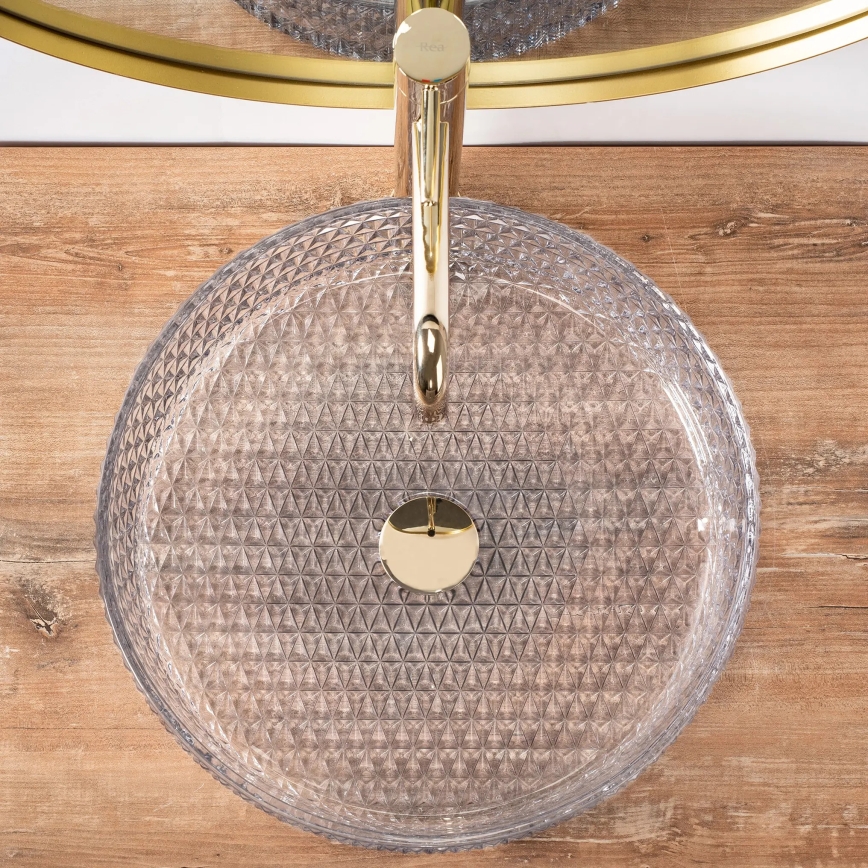 REA-U8881 - Håndvask til bordplade CRISTAL Ø 39 cm glas/klart