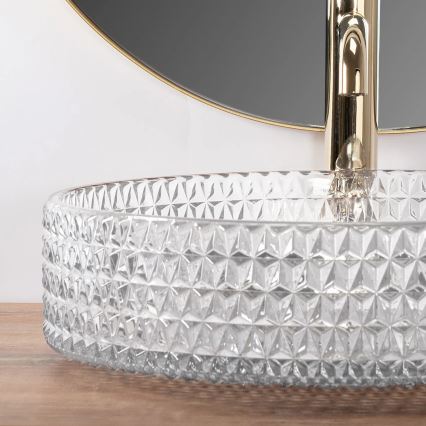 REA-U8881 - Håndvask til bordplade CRISTAL Ø 39 cm glas/klart