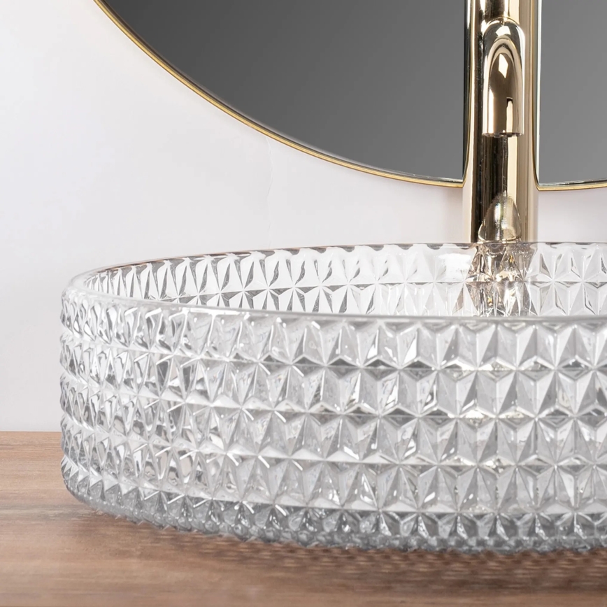 REA-U8881 - Håndvask til bordplade CRISTAL Ø 39 cm glas/klart