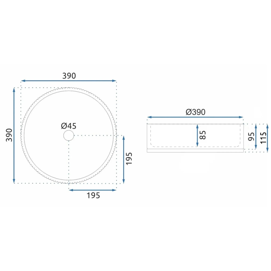 REA-U8881 - Håndvask til bordplade CRISTAL Ø 39 cm glas/klart